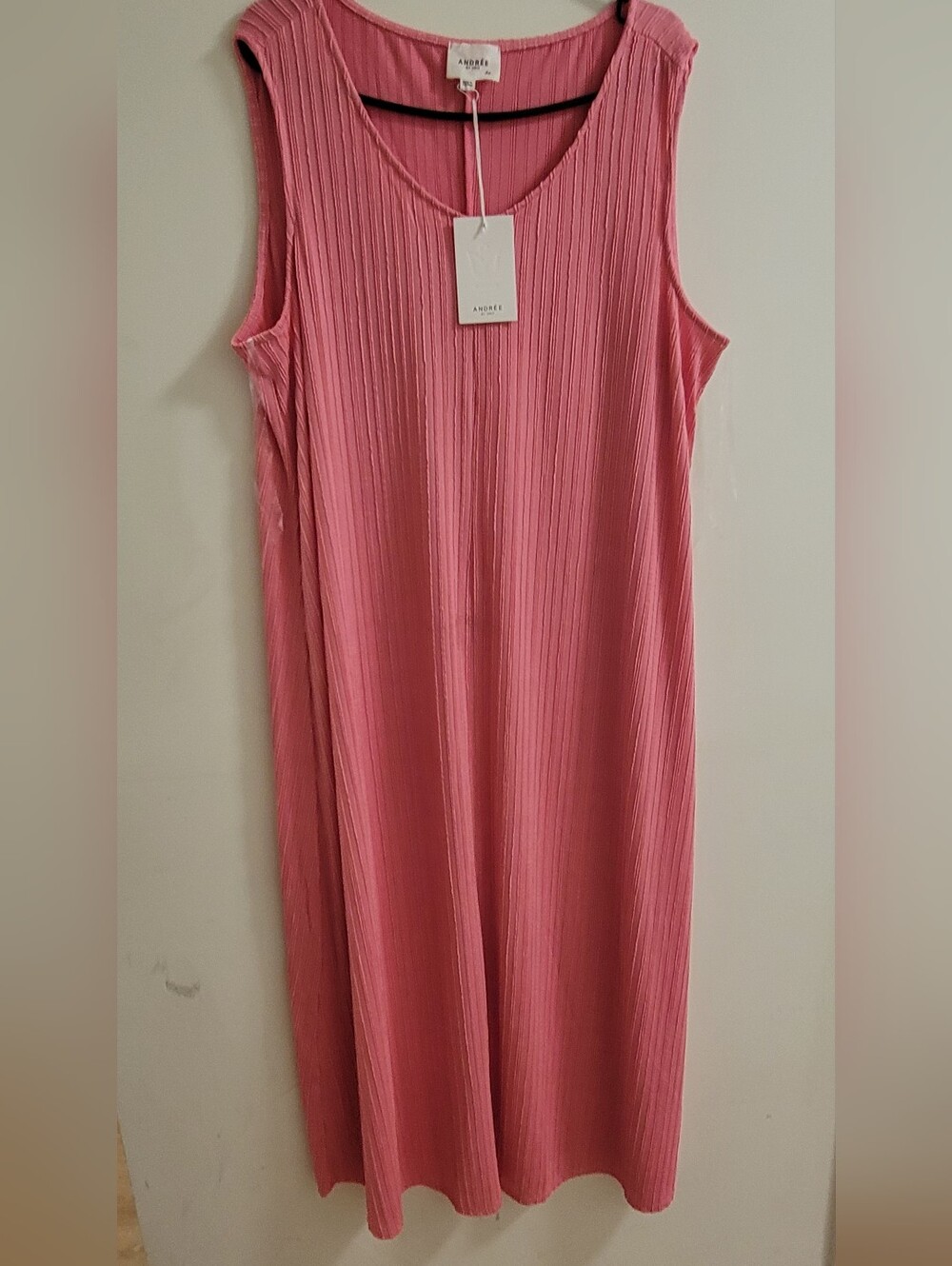 ANDREE BY UNIT Maxi Pink Sleeveless Ribbed Maxi Dress Size 2xl